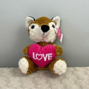 MTY International Fox Plush Stuffed Animal Love Pink Heart Walmart Brown White